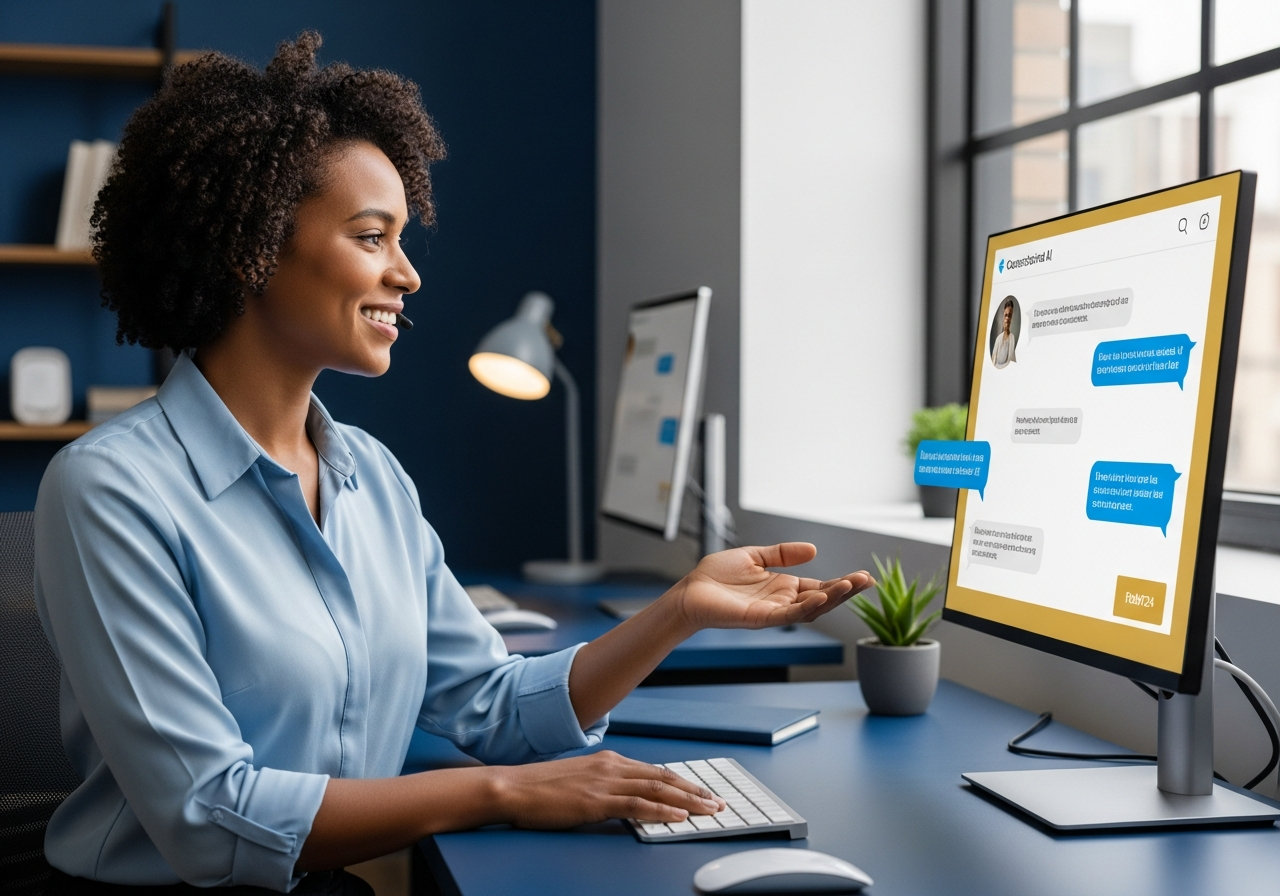 Customer service team using AI chatbot to help customers