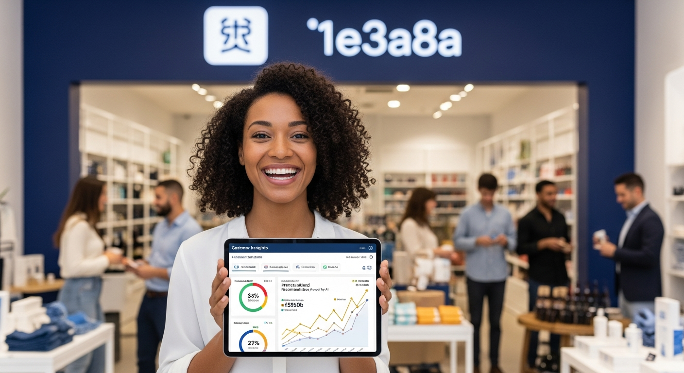 Retail owner celebrating increased sales with AI personalization